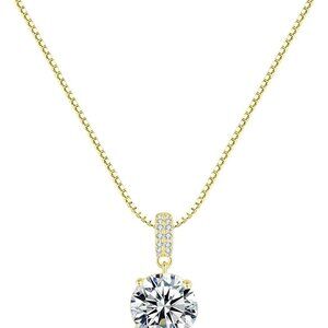 Sterling Silver Necklace 2 Carats Cubic Zirconia Dainty Jewelry Gift for Women